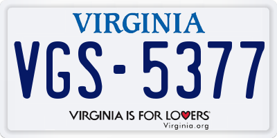 VA license plate VGS5377