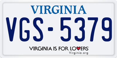 VA license plate VGS5379