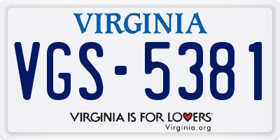 VA license plate VGS5381