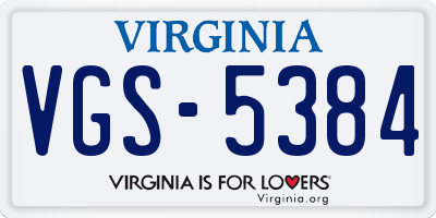 VA license plate VGS5384