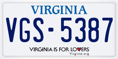 VA license plate VGS5387