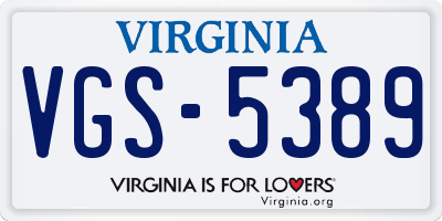 VA license plate VGS5389
