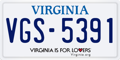 VA license plate VGS5391