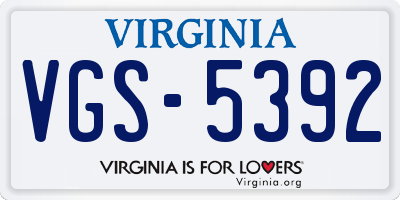 VA license plate VGS5392