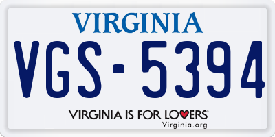 VA license plate VGS5394