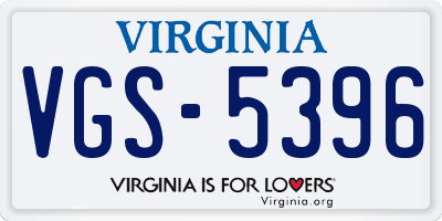 VA license plate VGS5396