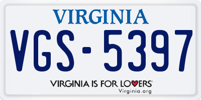 VA license plate VGS5397