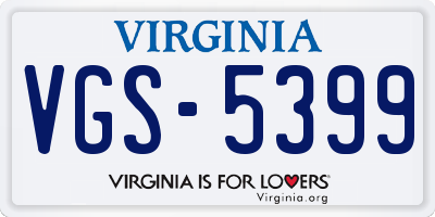 VA license plate VGS5399