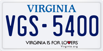 VA license plate VGS5400