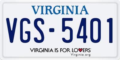 VA license plate VGS5401