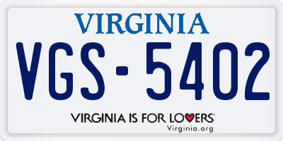 VA license plate VGS5402