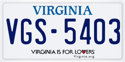 VA license plate VGS5403