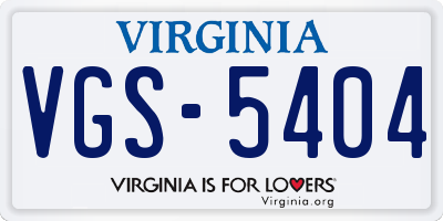 VA license plate VGS5404