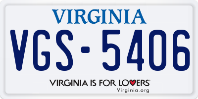 VA license plate VGS5406