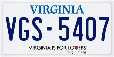 VA license plate VGS5407