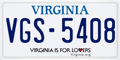 VA license plate VGS5408