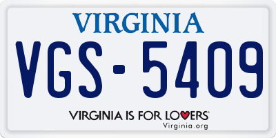 VA license plate VGS5409
