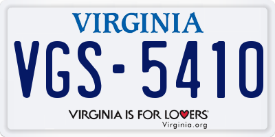VA license plate VGS5410