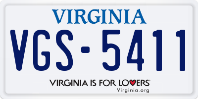 VA license plate VGS5411