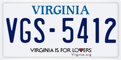 VA license plate VGS5412
