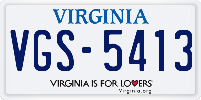 VA license plate VGS5413