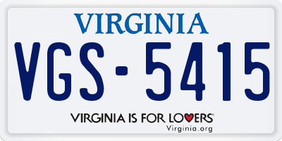 VA license plate VGS5415