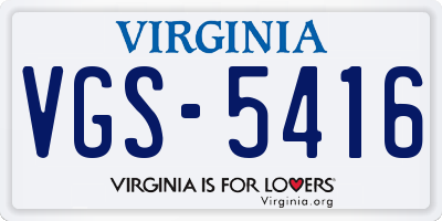 VA license plate VGS5416