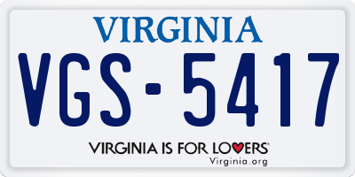 VA license plate VGS5417
