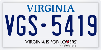 VA license plate VGS5419