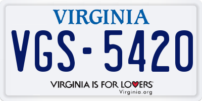 VA license plate VGS5420