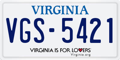 VA license plate VGS5421