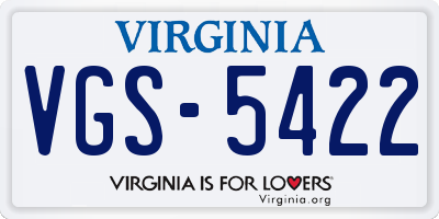 VA license plate VGS5422