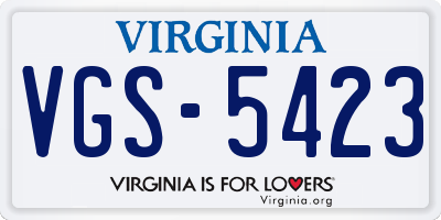 VA license plate VGS5423
