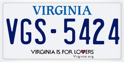VA license plate VGS5424