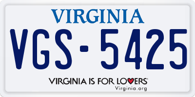 VA license plate VGS5425