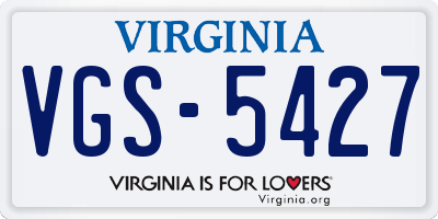 VA license plate VGS5427