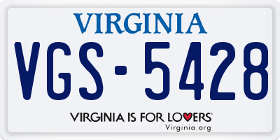 VA license plate VGS5428