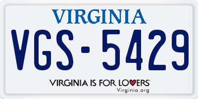 VA license plate VGS5429