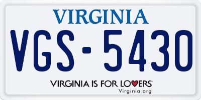 VA license plate VGS5430