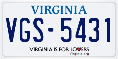 VA license plate VGS5431
