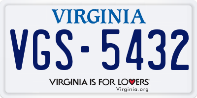 VA license plate VGS5432