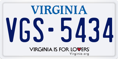 VA license plate VGS5434