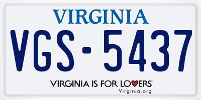 VA license plate VGS5437