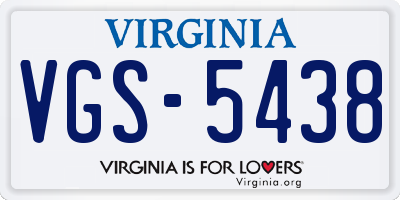 VA license plate VGS5438