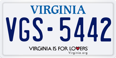VA license plate VGS5442