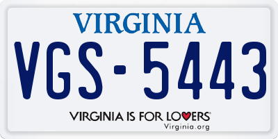 VA license plate VGS5443