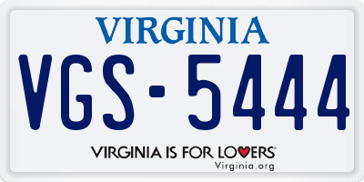 VA license plate VGS5444