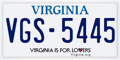 VA license plate VGS5445