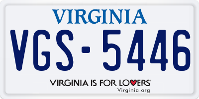 VA license plate VGS5446