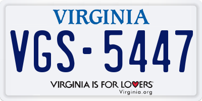 VA license plate VGS5447